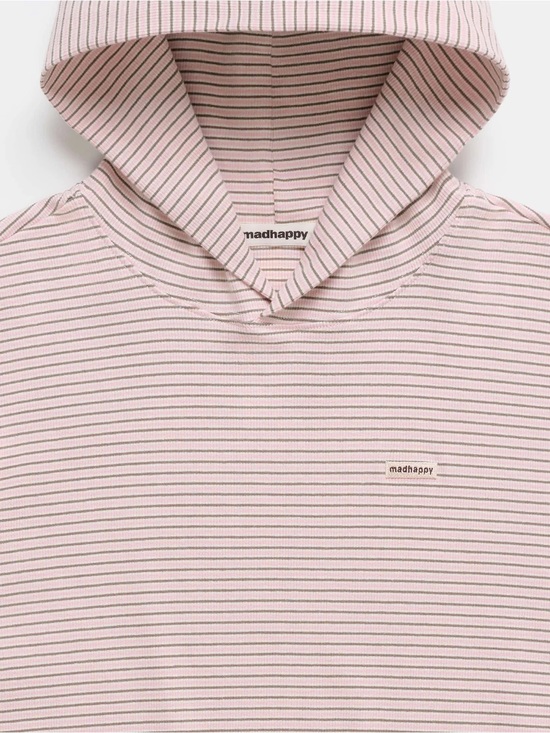 Madhappy Tops - Madhappy Pink and Black Thin-Stripe Hooded Sweatshirt